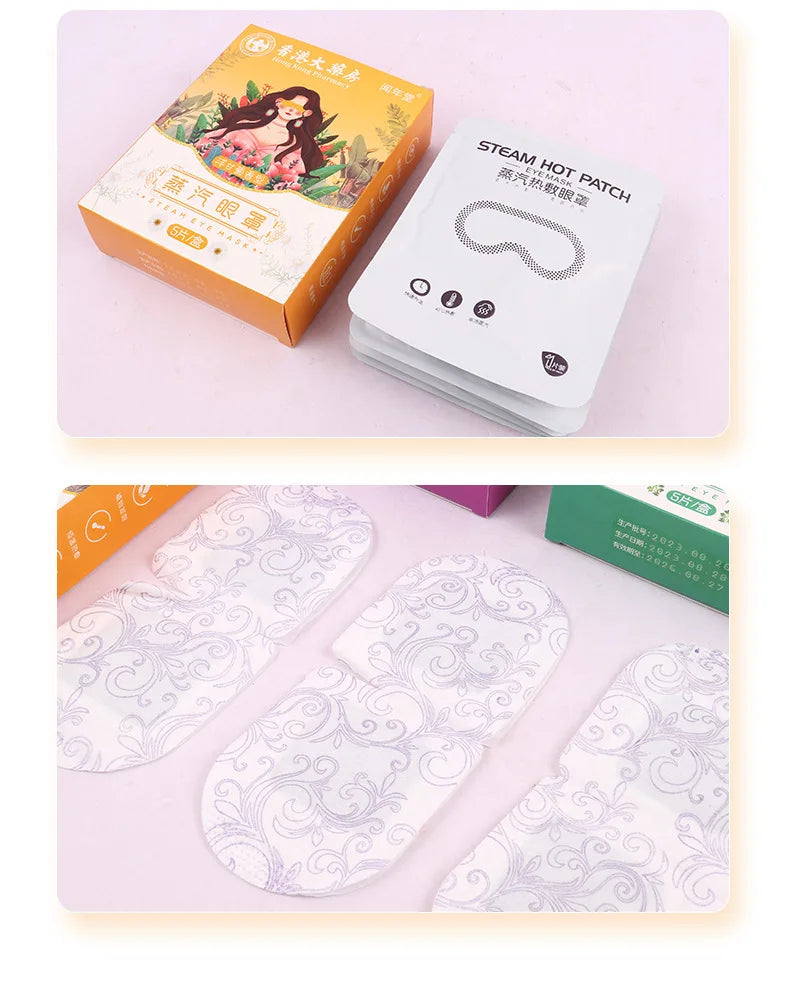 5pcs/Box Steam Hot Compress Eye Mask Wormwood Chamomile Lavender Health Care Spot Household Moxa Velvet Wake Up.