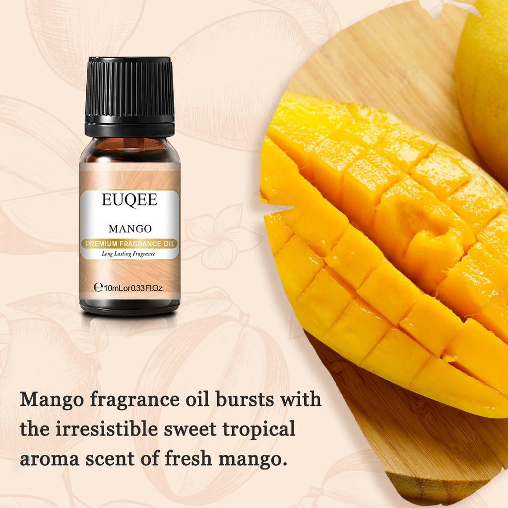 EUQEE 10ml Premium Fragrance Oil For Humidifier Diffuser Coconut Vanilla Forest Fine Sandalwood Bamboo& Teak Mango Aroma Oils.