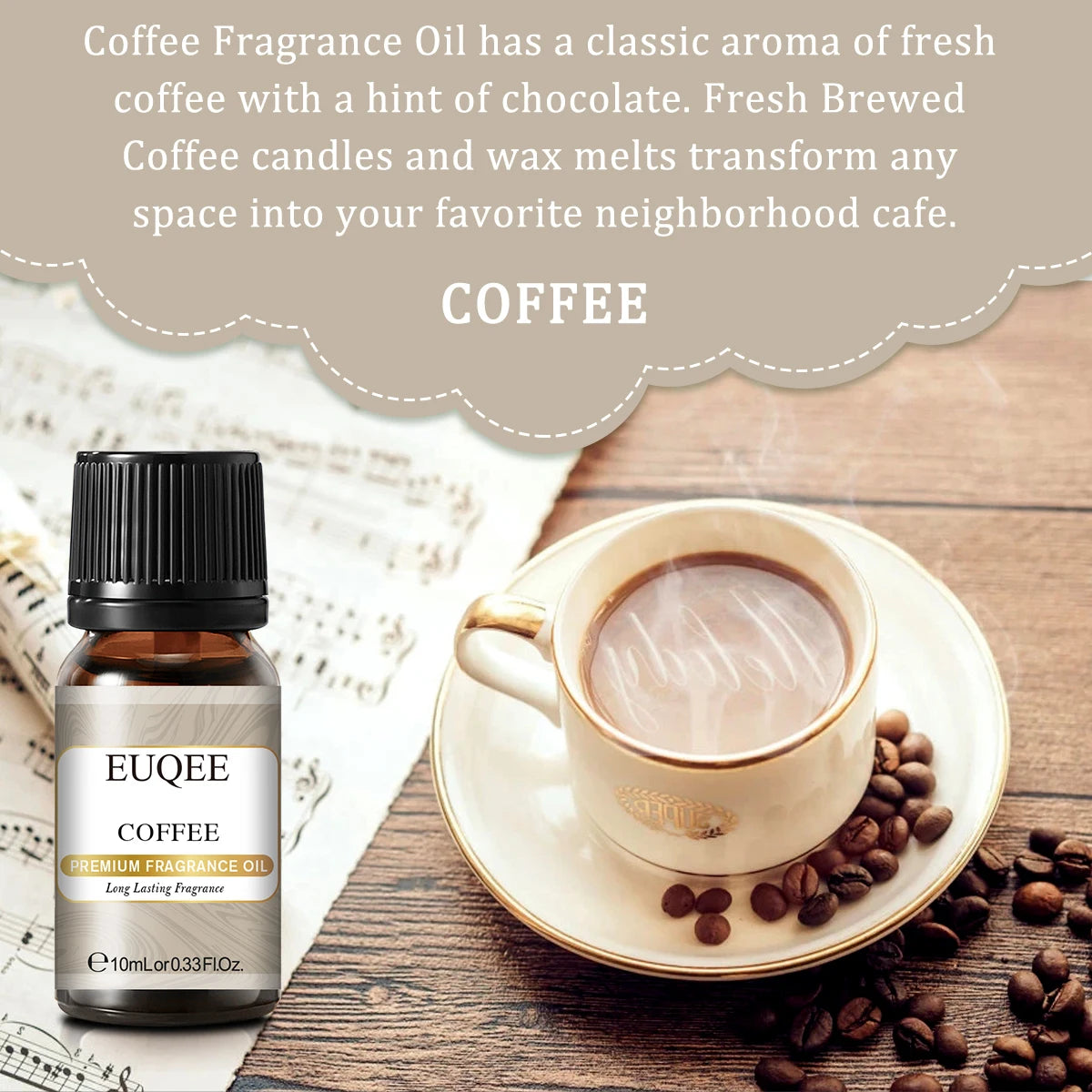 EUQEE 10ml Premium Fragrance Oil For Humidifier Diffuser Coconut Vanilla Forest Fine Sandalwood Bamboo& Teak Mango Aroma Oils.
