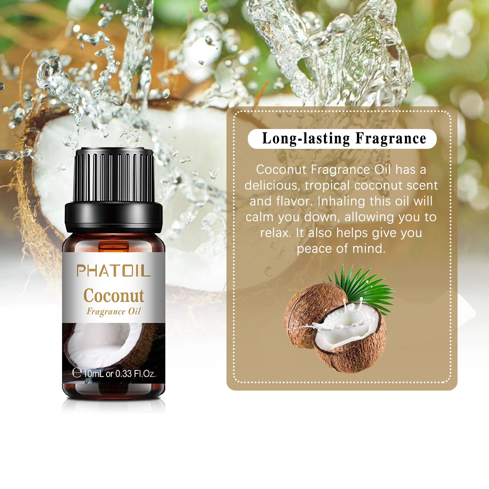 PHATOIL 10ml Passion Fruit Fragrance Oil Diffuser Strawberry Mango Watermelon Coconut Flavoring Oil For Spa Soap Making
