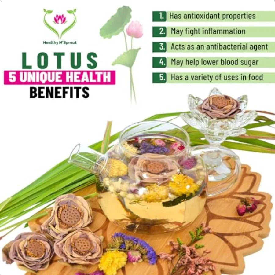 Lotus Flower Tea Dried Whole Blossom Lotus Tea Antioxidant Rich Herbal Tea for Teapot Tea Infuser Tea Cups Delicious Intense Fl