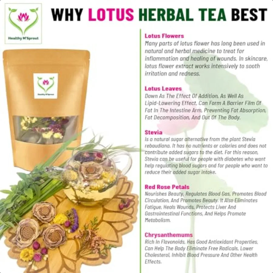 Lotus Flower Tea Dried Whole Blossom Lotus Tea Antioxidant Rich Herbal Tea for Teapot Tea Infuser Tea Cups Delicious Intense Fl