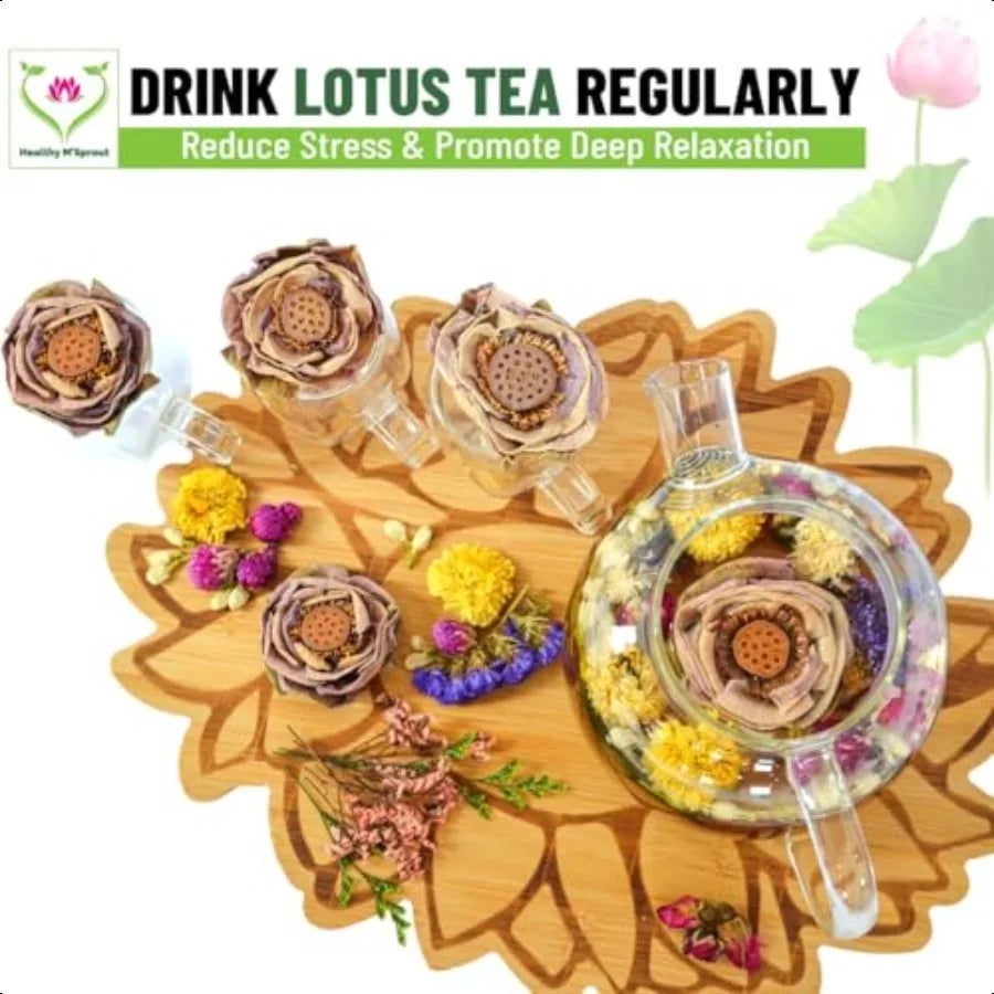 Lotus Flower Tea Dried Whole Blossom Lotus Tea Antioxidant Rich Herbal Tea for Teapot Tea Infuser Tea Cups Delicious Intense Fl