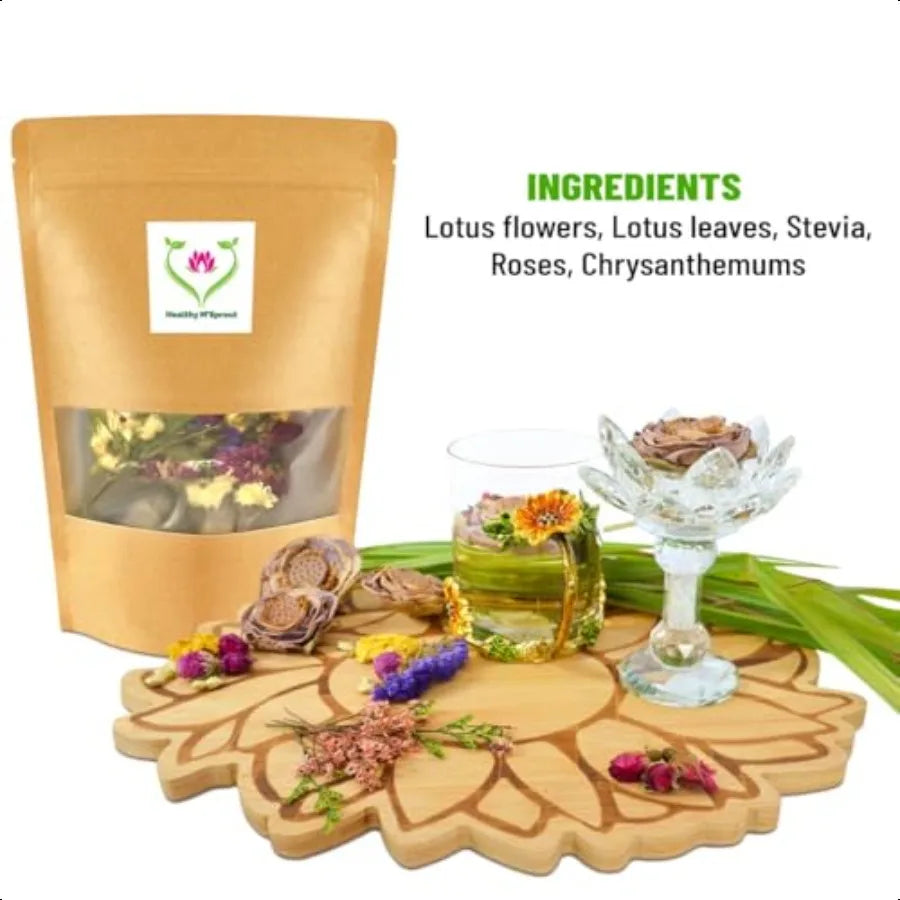 Lotus Flower Tea Dried Whole Blossom Lotus Tea Antioxidant Rich Herbal Tea for Teapot Tea Infuser Tea Cups Delicious Intense Fl