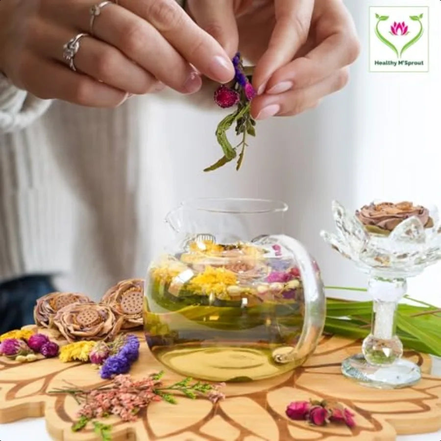 Lotus Flower Tea Dried Whole Blossom Lotus Tea Antioxidant Rich Herbal Tea for Teapot Tea Infuser Tea Cups Delicious Intense Fl