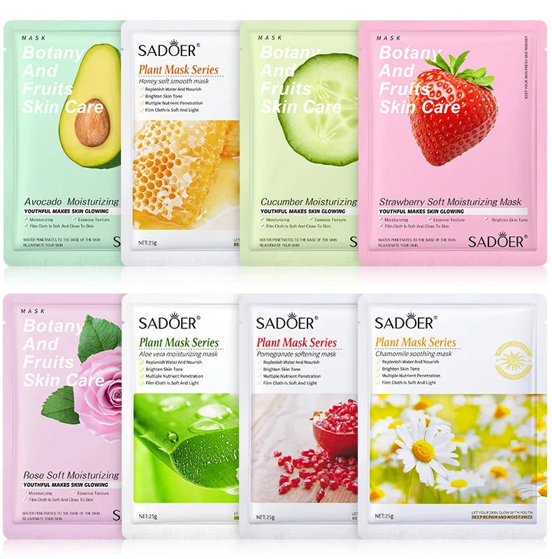 8pcs Natural Plant Face Mask Beauty Skincare Facial Masks Moisturizing Firming Hydrating Facial Mask Face Care Korean Cosmetics.