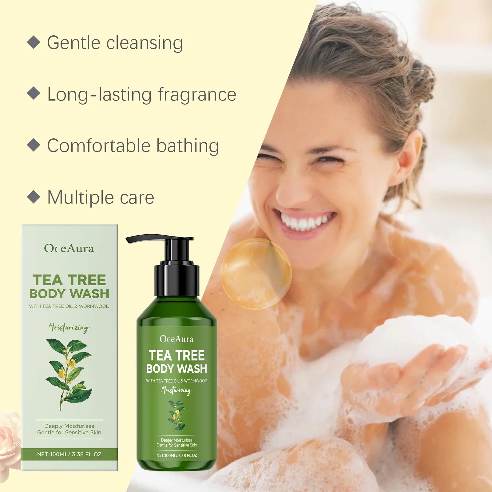OceAura Tea Tree Cleansing Shower Gel Nourishes, Moisturizes, Lasts Fragrance, Refreshing, Non greasy Fragrance Shower Gel