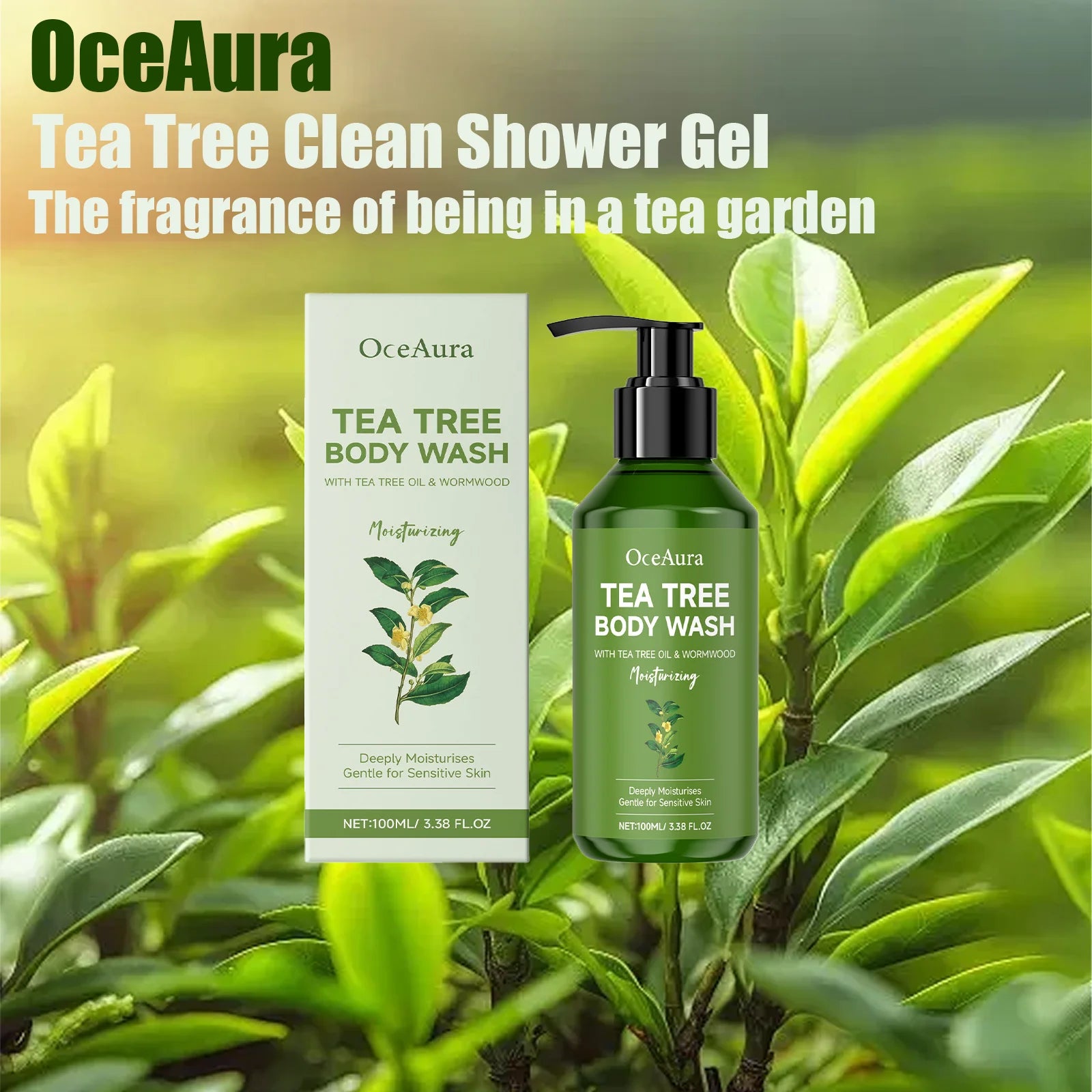OceAura Tea Tree Cleansing Shower Gel Nourishes, Moisturizes, Lasts Fragrance, Refreshing, Non greasy Fragrance Shower Gel