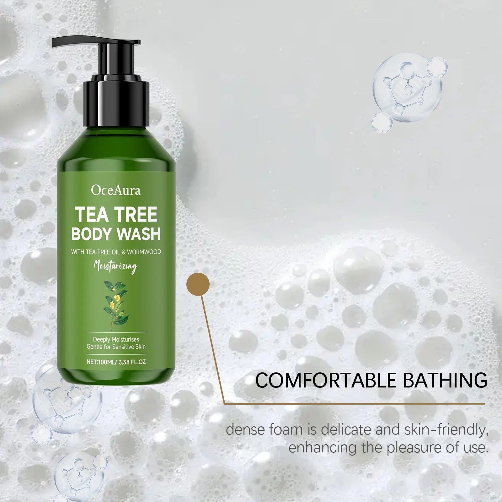 OceAura Tea Tree Cleansing Shower Gel Nourishes, Moisturizes, Lasts Fragrance, Refreshing, Non greasy Fragrance Shower Gel