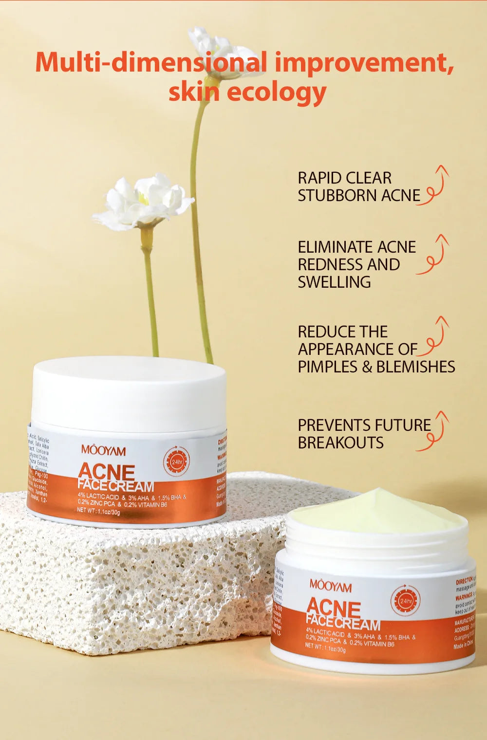 Herbal Acne Removal Face Cream Anti-Acne Gel Treatment Acne Scar Pore Shrinking Eliminate Large Pores Pimples Whitening Face Car