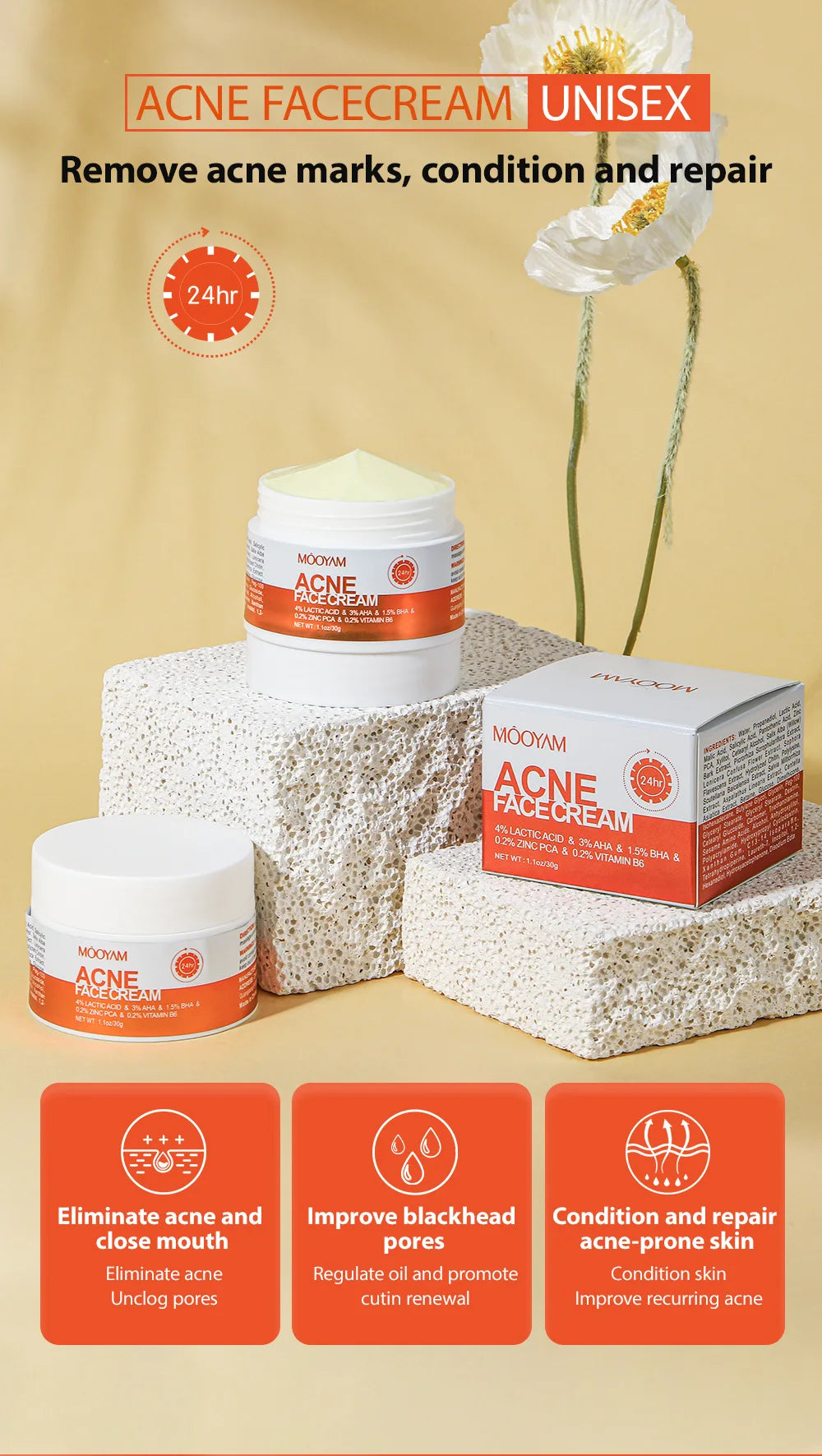 Herbal Acne Removal Face Cream Anti-Acne Gel Treatment Acne Scar Pore Shrinking Eliminate Large Pores Pimples Whitening Face Car