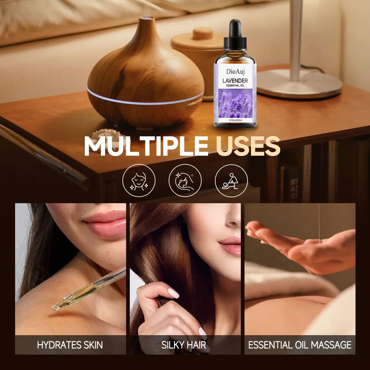 30ml/1.01fl.oz LAVENDER Essential Oil for Humidifier, Facial, Skin Care, Aromatherapy, Hair Care, Scalp and Body Massage
