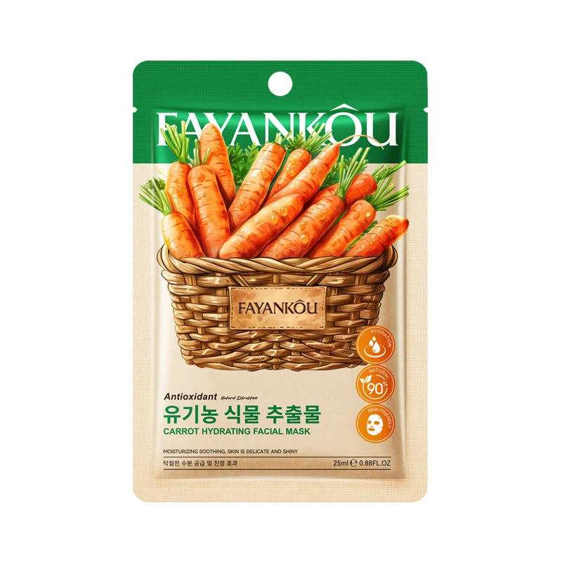 8pcs/kit FAYANKOU Fruit Facial Masks Moisturizing Brightening Hydrating Anti-Aging Face Mask Korean Sheet Masks Skin Care