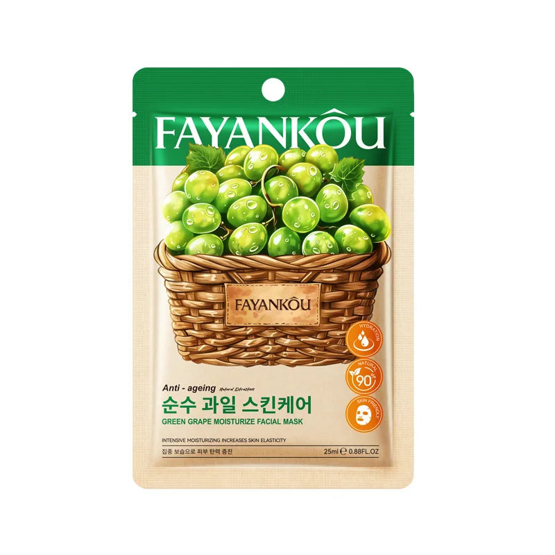 8pcs/kit FAYANKOU Fruit Facial Masks Moisturizing Brightening Hydrating Anti-Aging Face Mask Korean Sheet Masks Skin Care