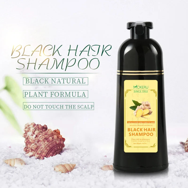 Mokeru 1pc Ginger shampoo Herbal Non Allergic Natural Fast Blacking Gray Hair Dye Black Shampoo For White Coloring