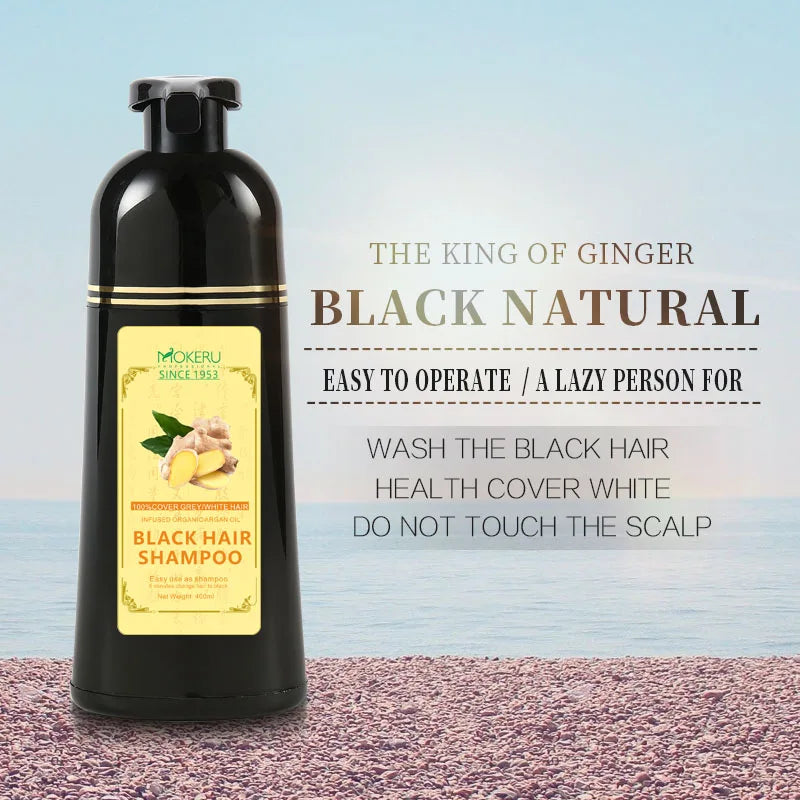 Mokeru 1pc Ginger shampoo Herbal Non Allergic Natural Fast Blacking Gray Hair Dye Black Shampoo For White Coloring